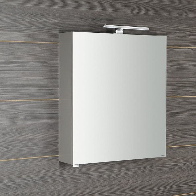 RIWA szafka z lustrem, oświetlenie LED, 60x70x17cm, biały połysk