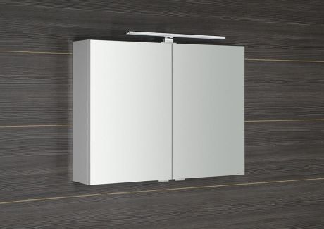 Przejdź do produktu RIWA LED szafka z lustrem, oświetlenie LED, 81x70x17cm, biały połysk