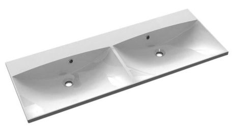 Przejdź do produktu MARIA umywalka podwójna kompozytowa 120x46cm bez otworu do baterii, biała