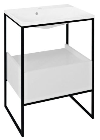 Przejdź do produktu SKA konsola pod umywalkę z szufladą 600x850x460mm, czarny mat/biały połysk