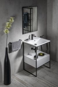 SKA konsola pod umywalkę z szufladą 600x850x460mm, czarny mat/biały połysk