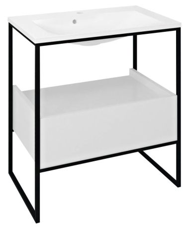 Przejdź do produktu SKA konsola pod umywalkę z szufladą 750x850x460mm, czarny mat/biały połysk