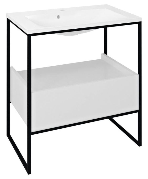 SKA konsola pod umywalkę z szufladą 750x850x460mm, czarny mat/biały połysk