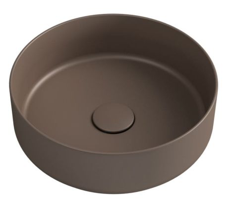 Przejdź do produktu INFINITY ROUND keramické umyvadlo na desku, průměr 36x12 cm, hnědá mat Taupe