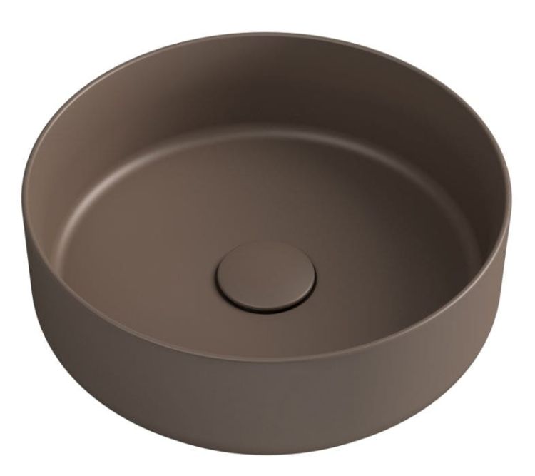 INFINITY ROUND keramické umyvadlo na desku, průměr 36x12 cm, hnědá Taupe