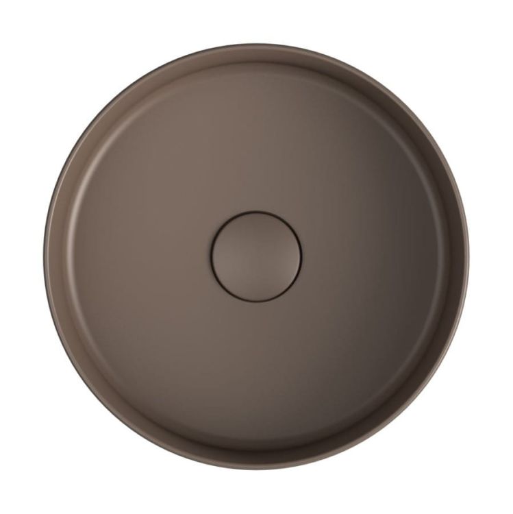 INFINITY ROUND keramické umyvadlo na desku, průměr 36x12 cm, hnědá Taupe