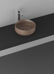 INFINITY ROUND keramické umyvadlo na desku, průměr 36x12 cm, hnědá Taupe