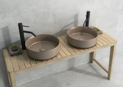INFINITY ROUND keramické umyvadlo na desku, průměr 36x12 cm, hnědá Taupe