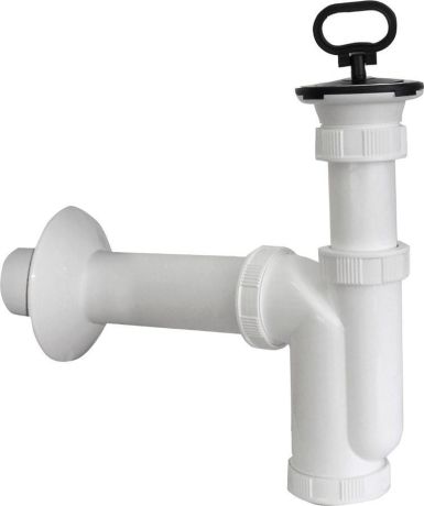 Przejdź do produktu Syfon zlewozmywakowy 6/4", nierdzewne sitko, korek z uchem, DN50, biały
