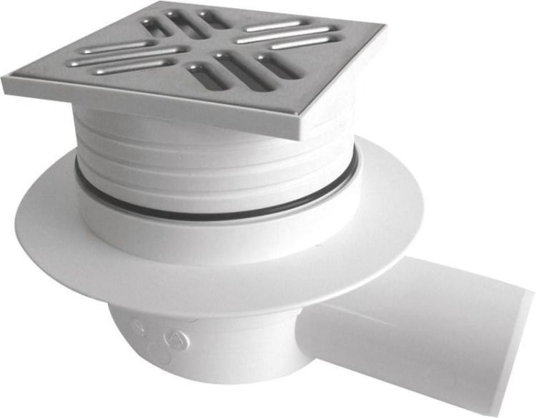 Kratka odpływowa 105x105, boczna, odpływ 50mm, stal nierdzewna