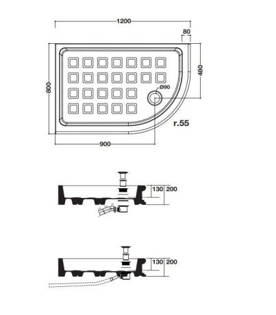 Przejdź do produktu Brodzik prysznicowy Retro półokrągły asymetryczny 80x120 cm Kerasan 133201 biały połysk 