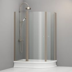 Kabina prysznicowa Retro 80x120 cm półokrągła asymetryczna z profilami bronzo Kerasan 9137T3