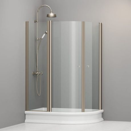 Przejdź do produktu Kabina prysznicowa Retro 80x120 cm półokrągła asymetryczna z profilami bronzo Kerasan 9137T3