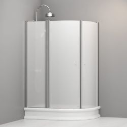 Kabina prysznicowa Retro 80x120 cm półokrągła asymetryczna z piaskowanym szkłem Kerasan 9137S0 chrom
