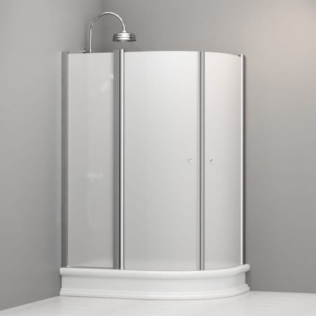 Przejdź do produktu Kabina prysznicowa Retro 80x120 cm półokrągła asymetryczna z piaskowanym szkłem Kerasan 9137S0 chrom