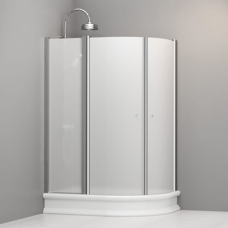 Kabina prysznicowa Retro 80x120 cm półokrągła asymetryczna z piaskowanym szkłem Kerasan 9137S0 chrom