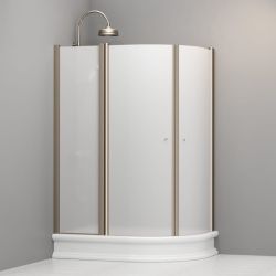 Kabina prysznicowa Retro 80x120 cm półokrągła asymetryczna z piaskowanym szkłem i profilami bronzo Kerasan 9137S3