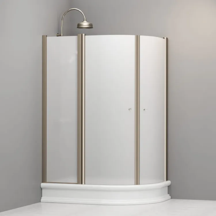 Kabina prysznicowa Retro 80x120 cm półokrągła asymetryczna z piaskowanym szkłem i profilami bronzo Kerasan 9137S3