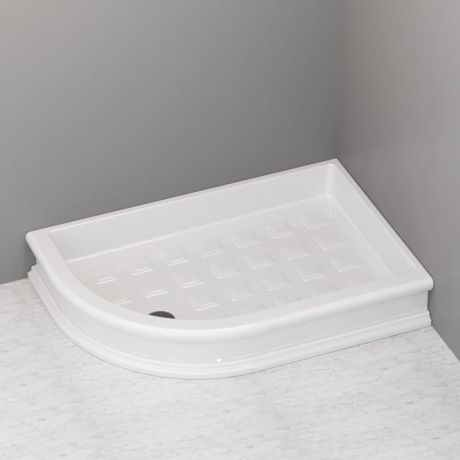 Przejdź do produktu Brodzik prysznicowy Retro półokrągły asymetryczny 80x120 cm Kerasan 133301 biały połysk