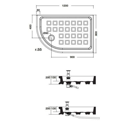 Przejdź do produktu Brodzik prysznicowy Retro półokrągły asymetryczny 80x120 cm Kerasan 133301 biały połysk