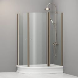Kabina prysznicowa Retro 80x120 cm półokrągła asymetryczna z profilami bronzo Kerasan 9138T3