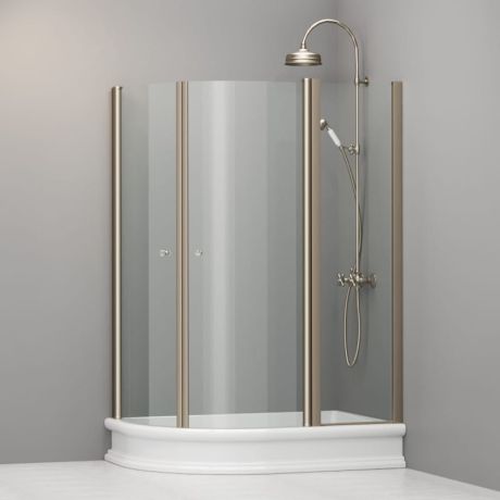 Przejdź do produktu Kabina prysznicowa Retro 80x120 cm półokrągła asymetryczna z profilami bronzo Kerasan 9138T3