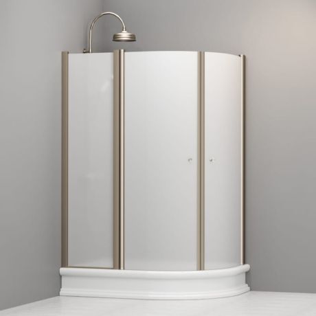 Przejdź do produktu Kabina prysznicowa Retro 80x120 cm półokrągła asymetryczna z piaskowanym szkłem i profilami bronzo Kerasan 9138S3