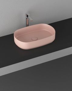 INFINITY OVAL keramické umyvadlo na desku, 55x36 cm, růžová Salmon
