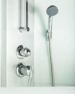 Przejdź do produktu Kabina prysznicowa półokrągła 89x89 cm Kerra Strada 90 z hydromasażem i brodzikiem