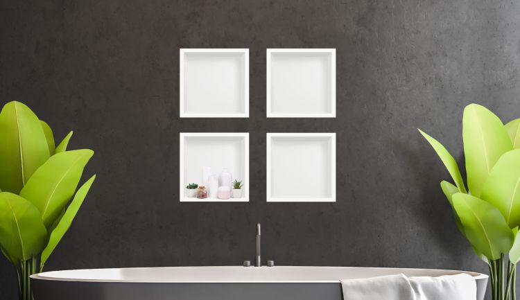 Półka łazienkowa wnękowa do zabudowy 30x30x7 cm ze stali nierdzewnej Balneo Wall-Box One  biały