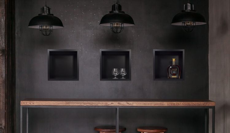 Półka łazienkowa wnękowa do zabudowy 30x30x10 cm ze stali nierdzewnej Balneo Wall-Box One czarny