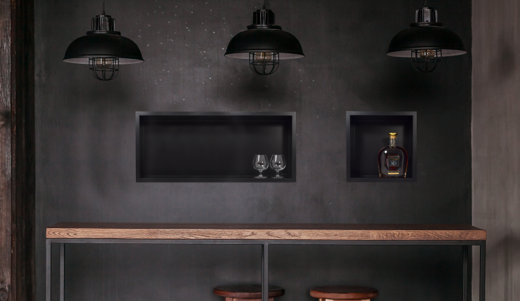 Półka łazienkowa wnękowa do zabudowy 60x30x7 cm ze stali nierdzewnej Balneo Wall-Box One czarny