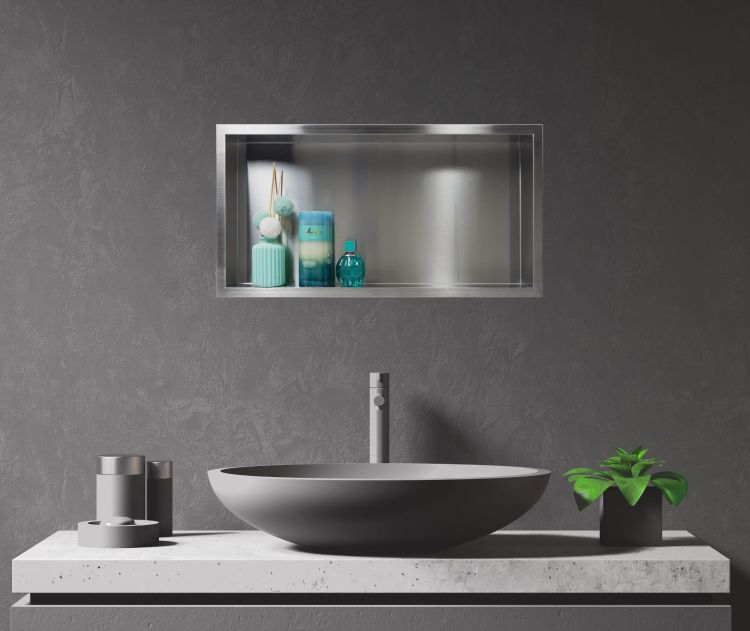Półka łazienkowa wnękowa do zabudowy 60x30x10 cm ze stali nierdzewnej Balneo Wall-Box One