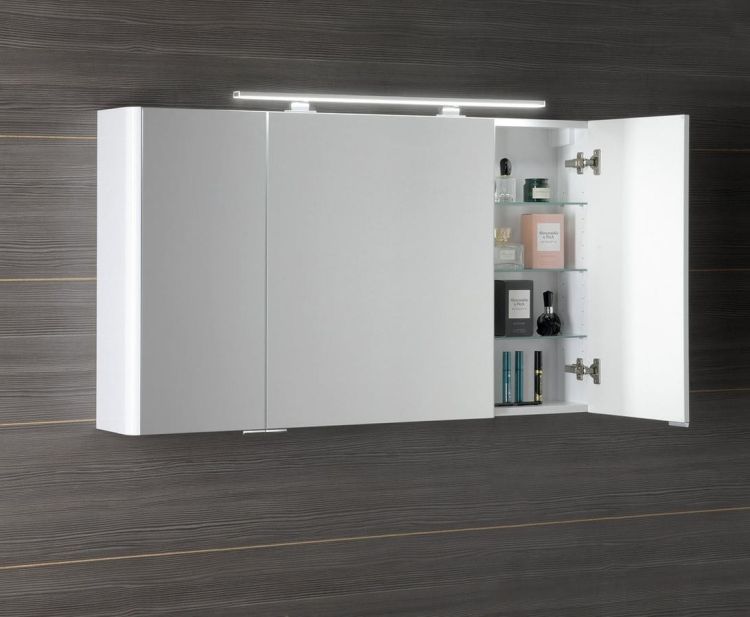 LUCIE szafka z lustrem z oświetleniem LED, 126x70x17cm, biała