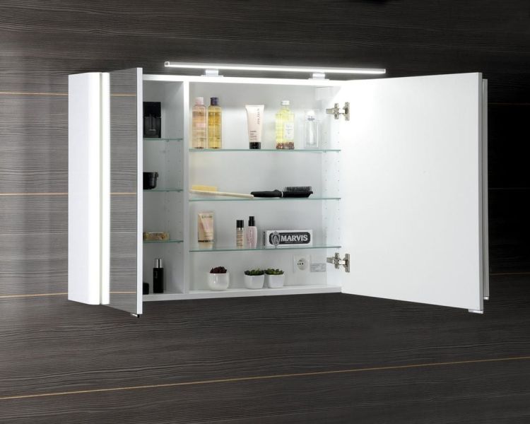 LUCIE szafka z lustrem z oświetleniem LED, 126x70x17cm, biała