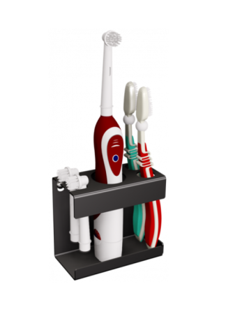 Przejdź do produktu Uchwyt na szczoteczkę elektryczną, dwie końcówki i dwie szczoteczki zwykłe 10x9x5 cm czarny mat Andex Technic 339/NG