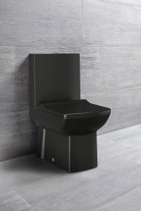LARA WC kompakt, dolny/tylny odpływ, mechanizm spłukujący, czarny mat