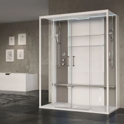 Kabina multifunkcyjna hydromasażowo-parowa 160x211x97 cm Novellini Skill Dual SKI2A160T5-1AN3 biały połysk/perłowy szary