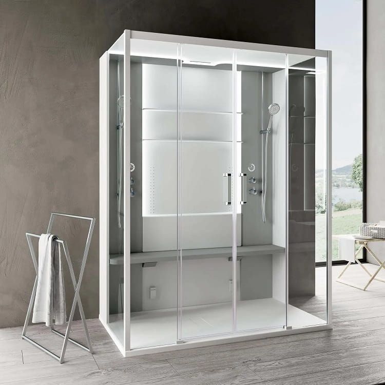 Kabina multifunkcyjna hydromasażowo-parowa 160x211x97 cm Novellini Skill Dual - kolor biały połysk/gołębi szary