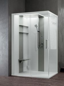 Kabina multifunkcyjna z hydromasażem 140x210x80 cm Novellini Skill 2P SKI2P140DM1F-1AN3 biały połysk/perłowy szary lewa