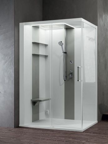 Przejdź do produktu Kabina multifunkcyjna z hydromasażem 140x210x80 cm Novellini Skill 2P SKI2P140DM1F-1AN3 biały połysk/perłowy szary