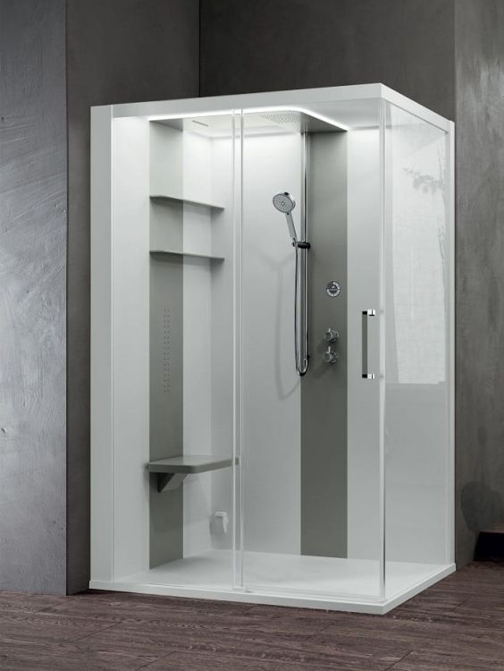 Kabina multifunkcyjna z hydromasażem 140x210x80 cm Novellini Skill 2P SKI2P140DM1F-1AN3 biały połysk/perłowy szary lewa