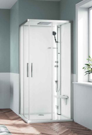 Przejdź do produktu Kabina multifunkcyjna z funkcją sauny 90x215x70 cm Novellini Glax 1 2.0 A G21A9070M5-1BB srebrny