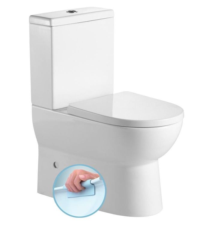JALTA RIMLESS kompakt WC ze spłuczką z deską WC, uniwersalny