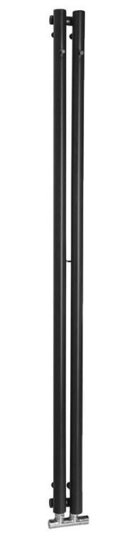 PILON grzejnik łazienkowy 122x1800 mm, 2 wieszaki, czarny mat