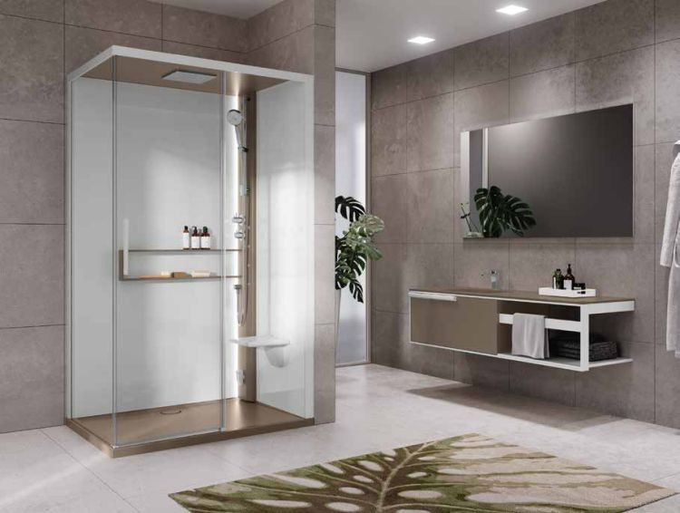 Kabina multifunkcyjna z dachem, hydromasażem i funkcją sauny 120x222x90 cm Novellini Glax 2 2.0 2P G222P299DM5-1TU Corda prawa