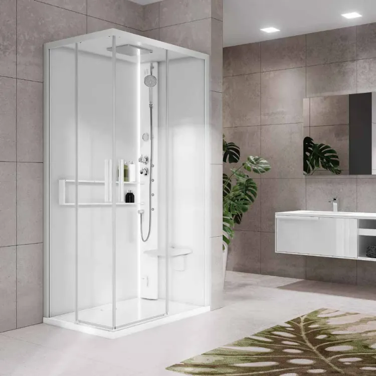Kabina multifunkcyjna z dachem i hydromasażem 80x215x80 cm Novellini Glax 2 2.0 A G22A80M1-1UU Total White