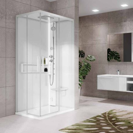Przejdź do produktu Kabina multifunkcyjna z dachem i hydromasażem 90x215x70 cm Novellini Glax 2 2.0 A G22A9070M1-1UU Total White