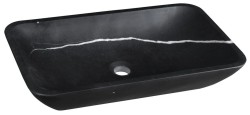 BLOK umywalka kamienna 60x11x35 cm, czarny Marquin, mat