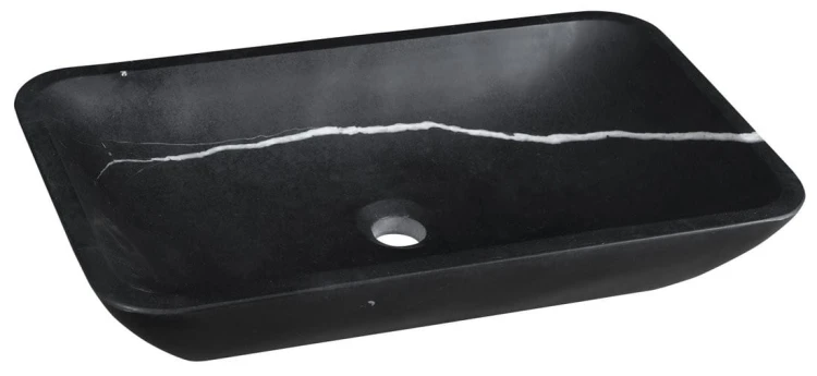 BLOK umywalka kamienna 60x11x35 cm, czarny Marquin, mat